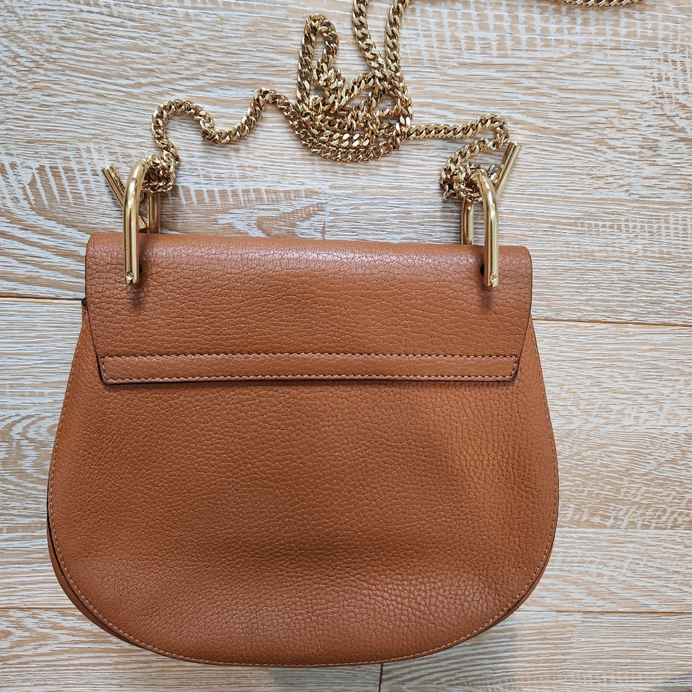 Authentic Drew Chloe Tan Leather Shoulder Bag - Picture 2 of 8